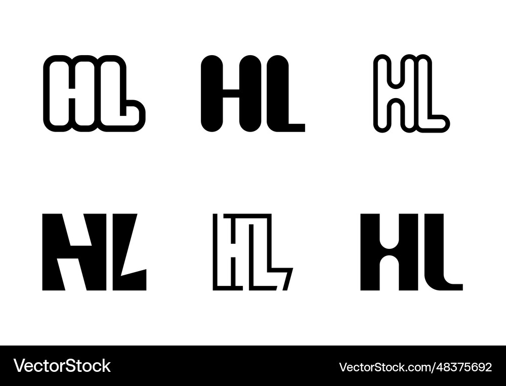 Set of letter hl logos Royalty Free Vector Image