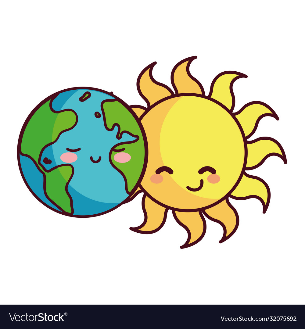 Sun and earth happy accompanied Royalty Free Vector Image