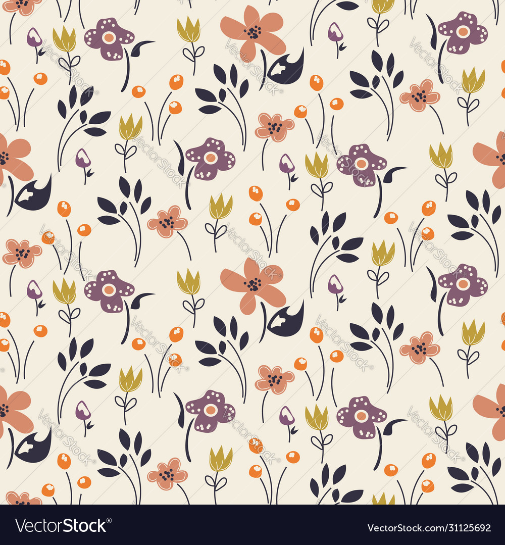 Vintage rustic floral pattern meadow flowers