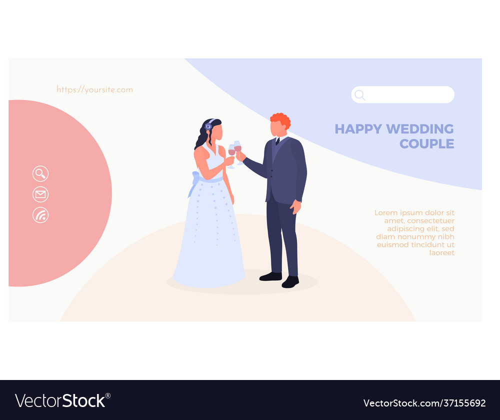 Wedding couple landing page flat design