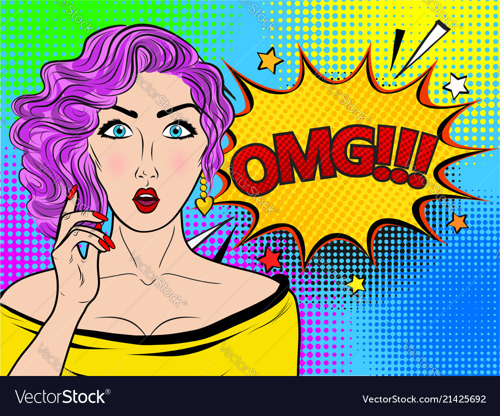Wow weiblich Gesicht sexy überrascht junge Frau vector image Wow weiblich Gesicht sexy überrascht junge Frau