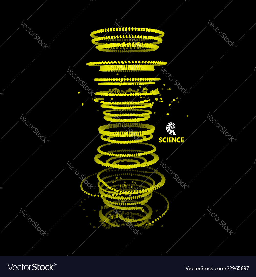 Array mit dynamischen Partikeln 3d Technologie-Stil vector image Array mit dynamischen Partikeln 3d Technologie-Stil