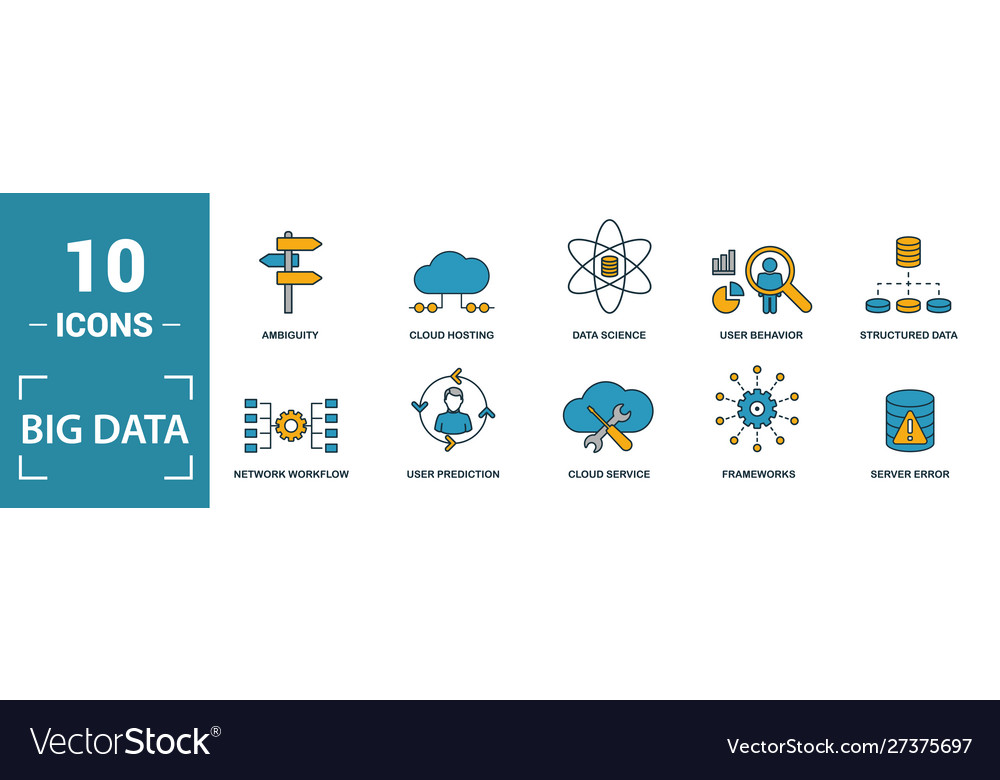 Big data icon set include creative elements cloud Vector Image Big data icon set include creative elements cloud
