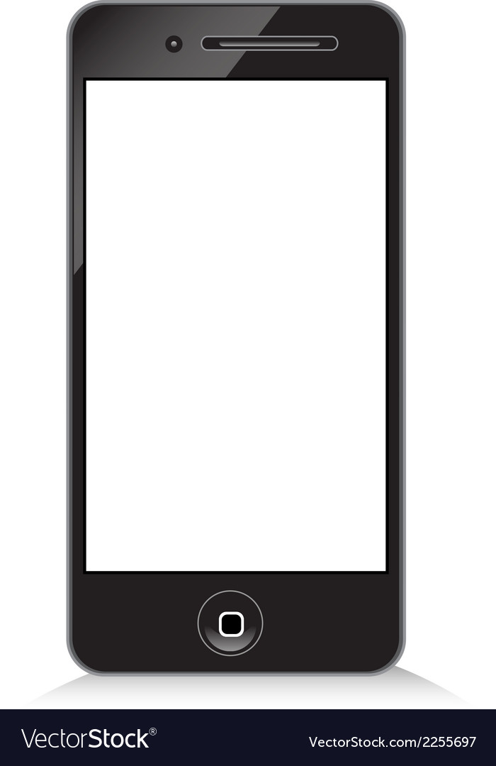 Black modern phone on white background