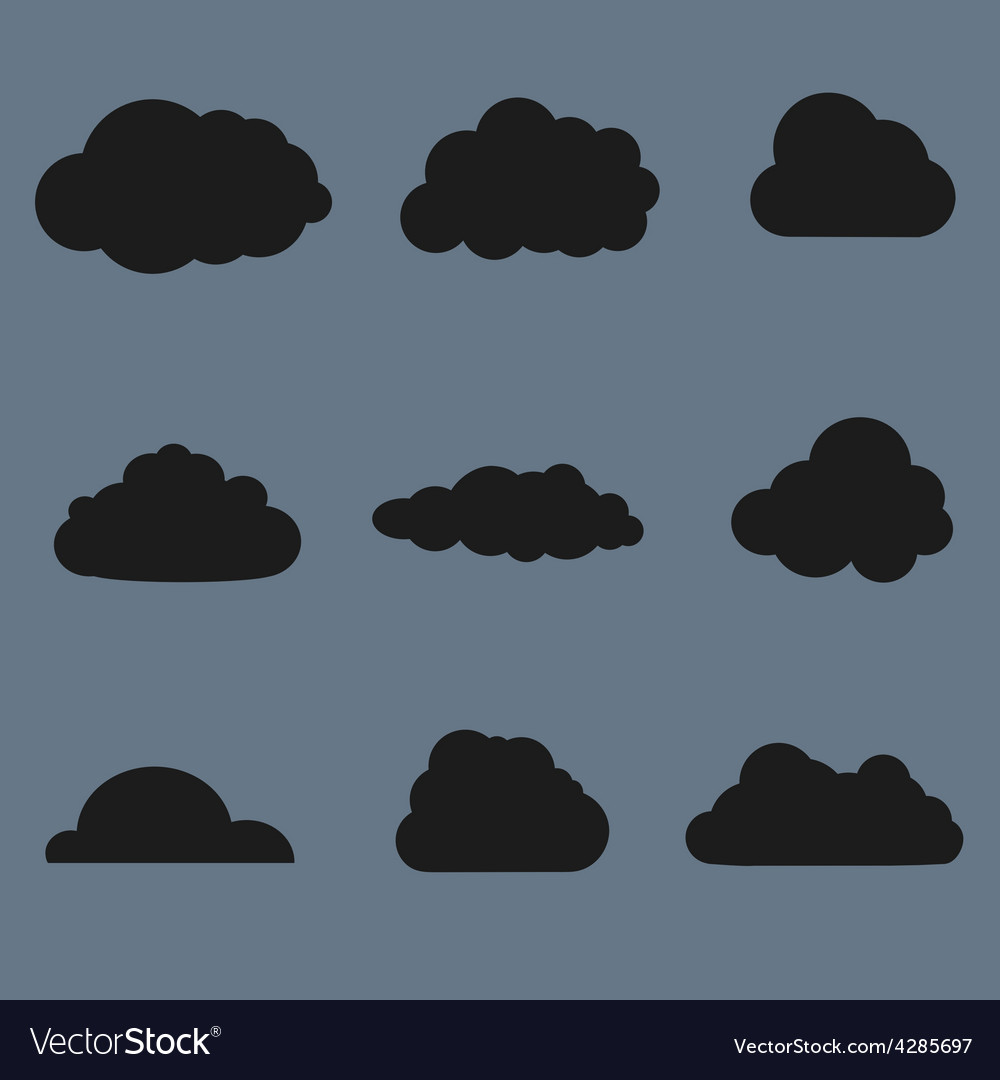 Clouds collection black Royalty Free Vector Image