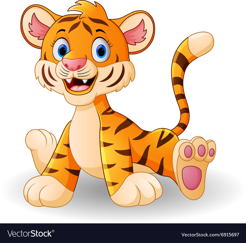 Download Cute baby tiger cartoon Royalty Free Vector Image