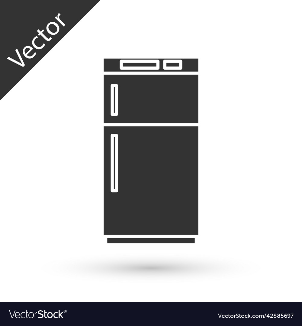 Grey Refrigerator Icon Isolated On White Vector Image