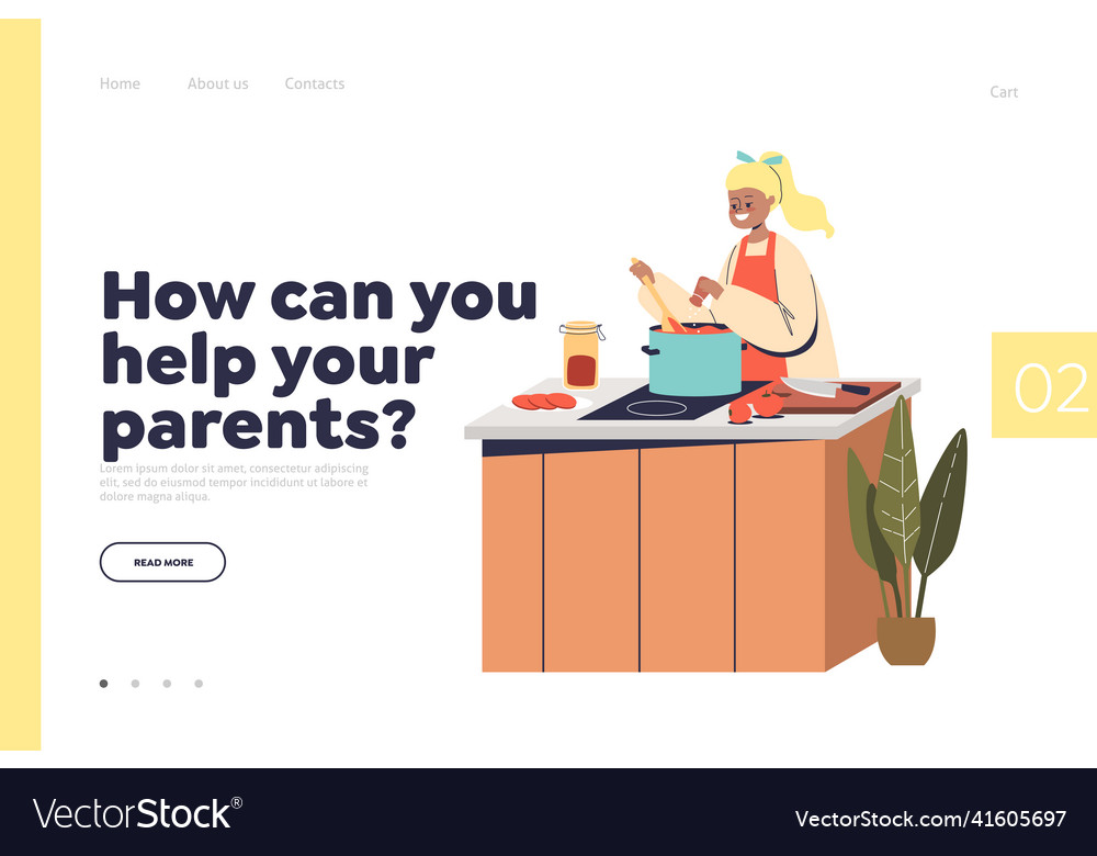 Help parents concept of landing page with girl kid