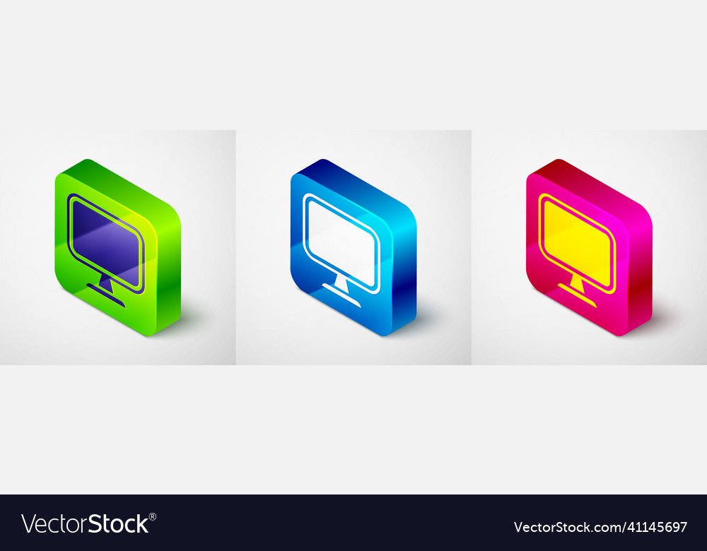 Isometric computer monitor screen icon isolated