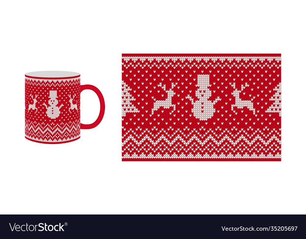 Knit seamless pattern xmas print border design vector image Knit seamless pattern xmas print border design