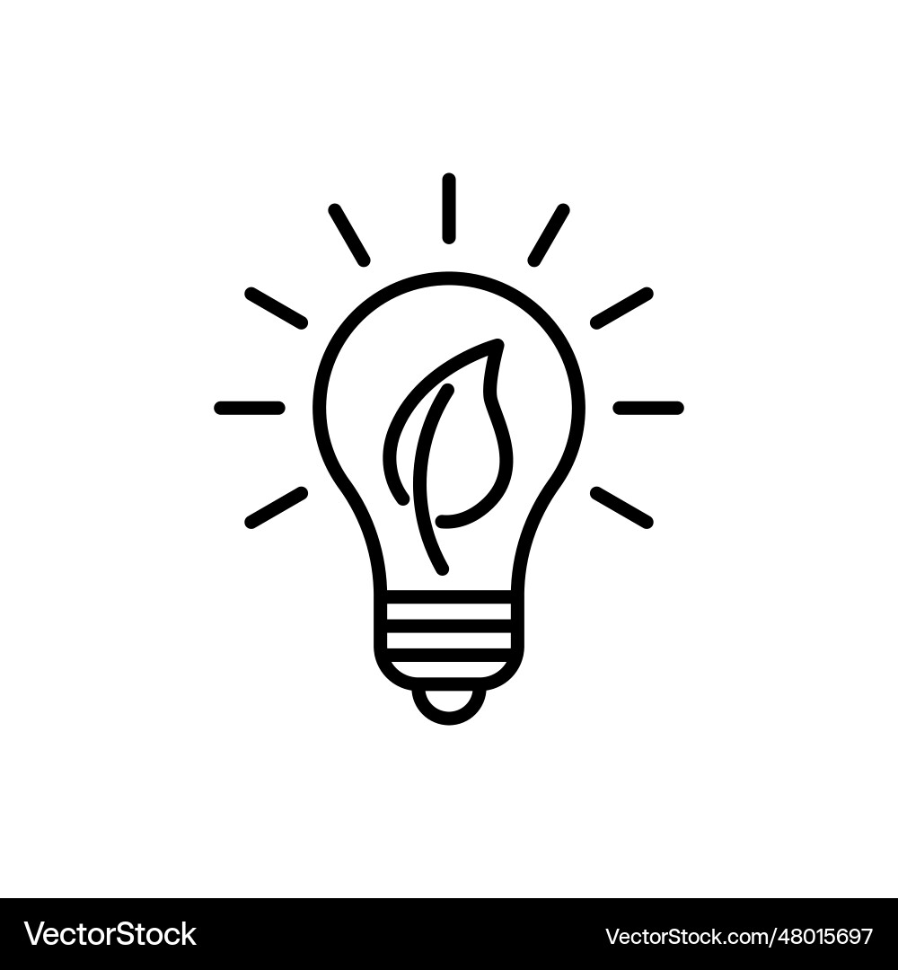 Light bulb with leaf inside line icon Royalty Free Vector