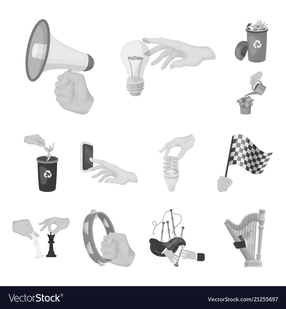 Manipulation by hands monochrome icons in set Vector Image Manipulation by hands monochrome icons in set