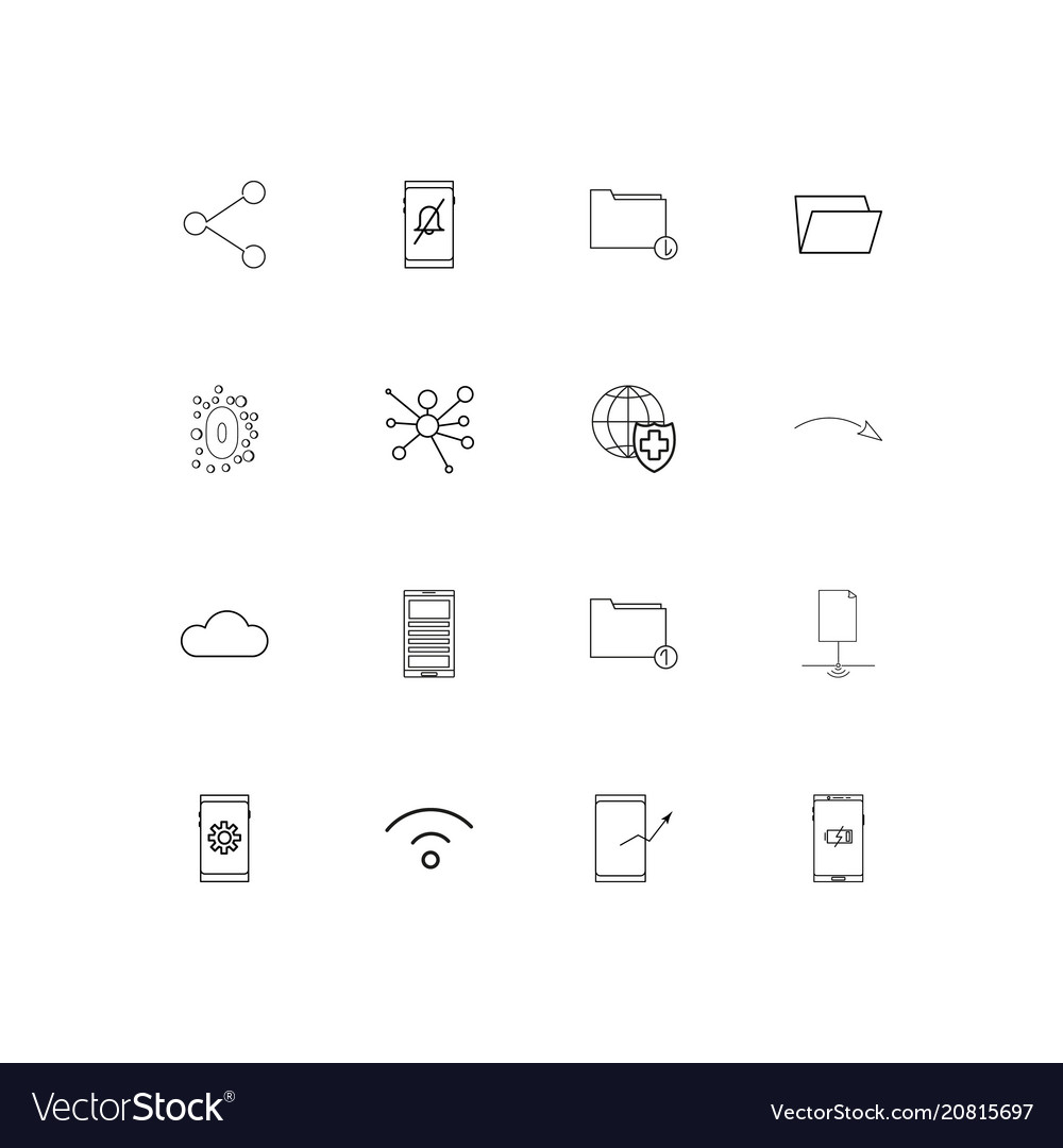 Network and database linear thin icons set