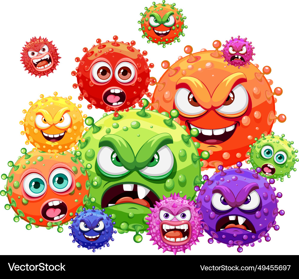 Scary bacteria germ virus monster cartoon Vector Image
