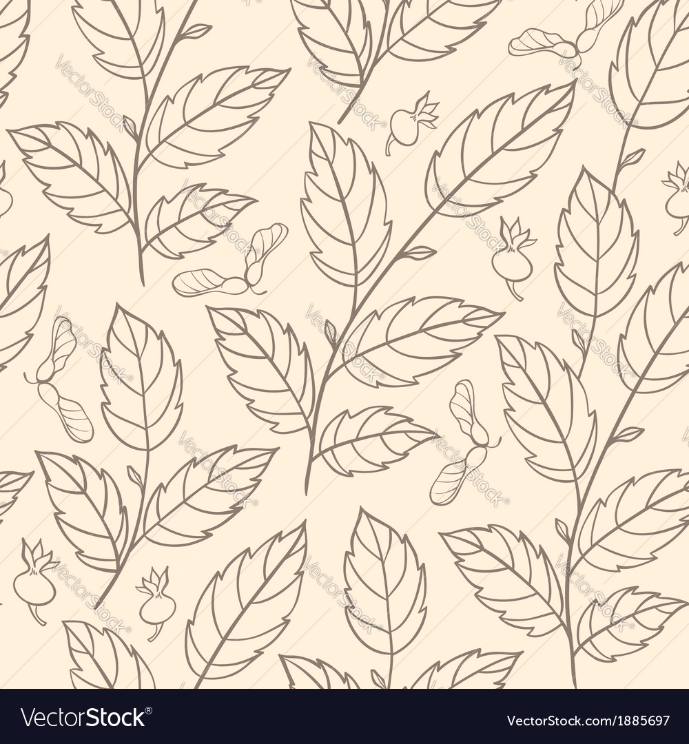 Seamless pattern with elm branches