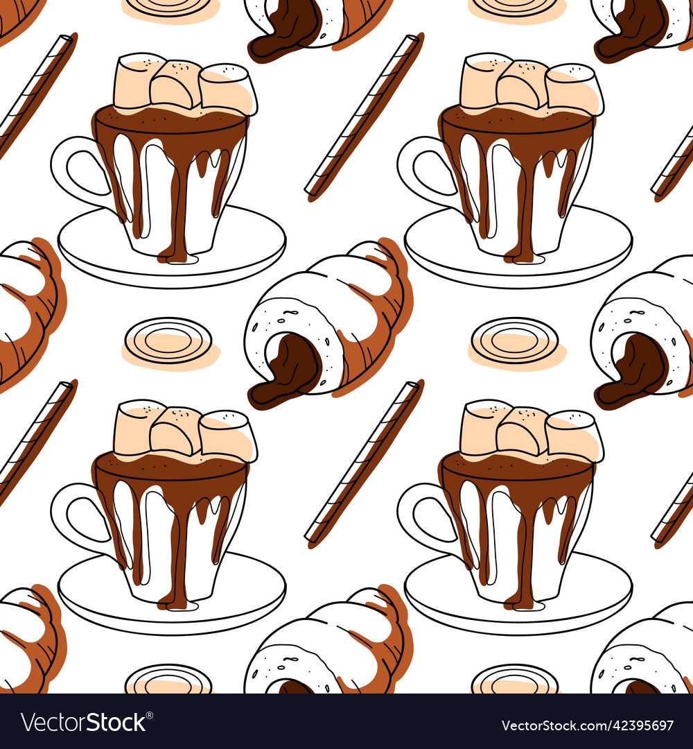 Seamless pattern with the image of chocolate Vector Image Seamless pattern with the image of chocolate
