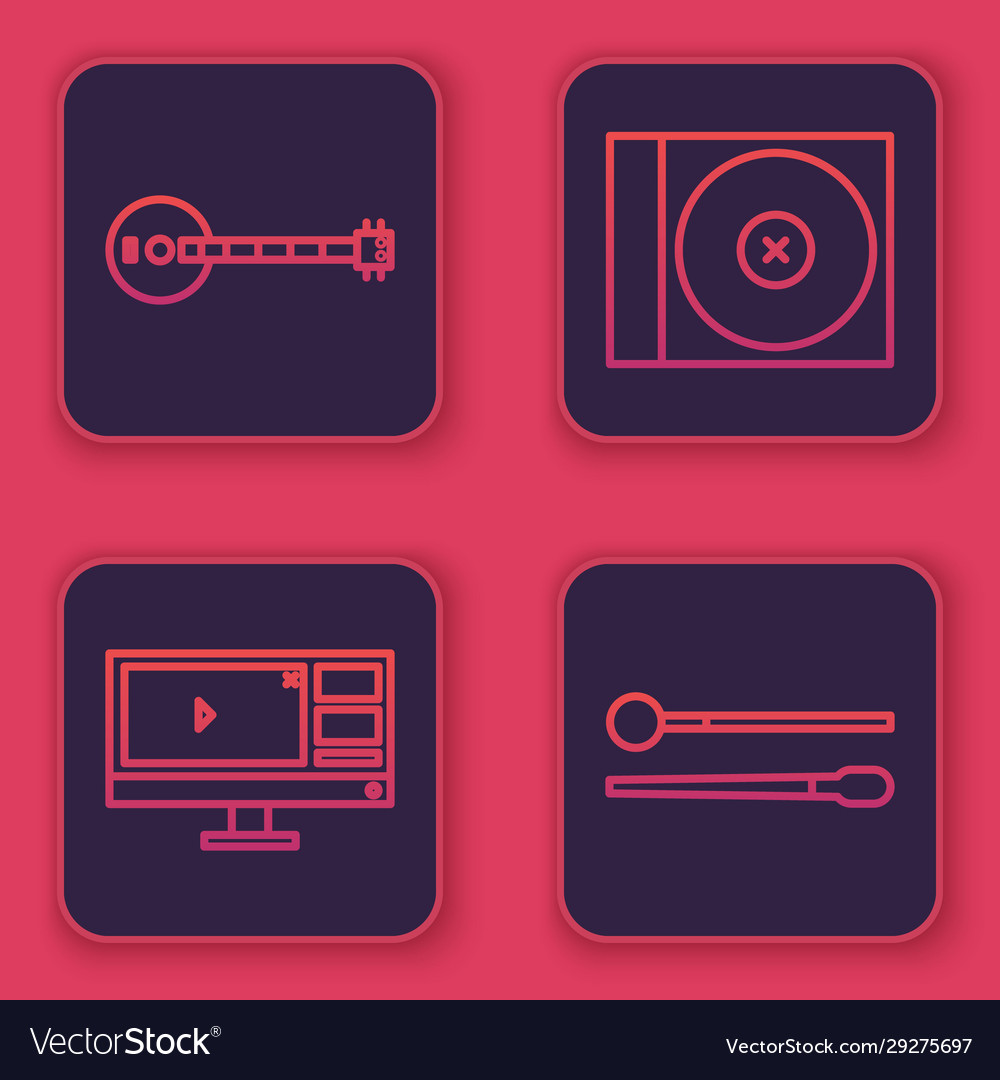 Set line banjo video recorder or editor software vector image Set line banjo video recorder or editor software