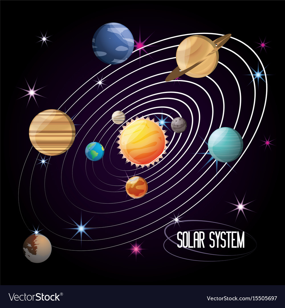 Solar system in universe galaxy Royalty Free Vector Image