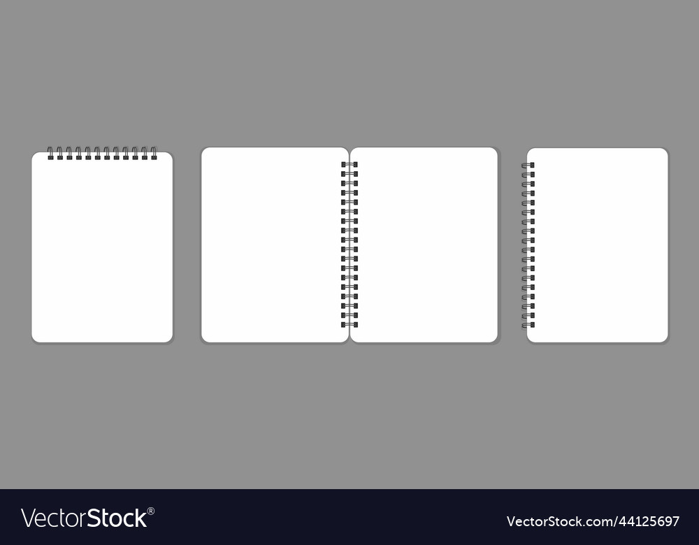 Spiral bound notebook mockup open blank
