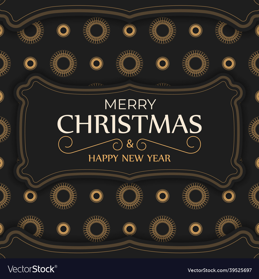 Template greeting brochure happy new year black