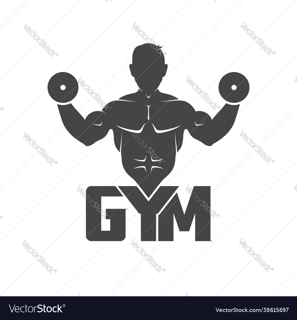 Weightlifter silhouette gym emblem Royalty Free Vector Image