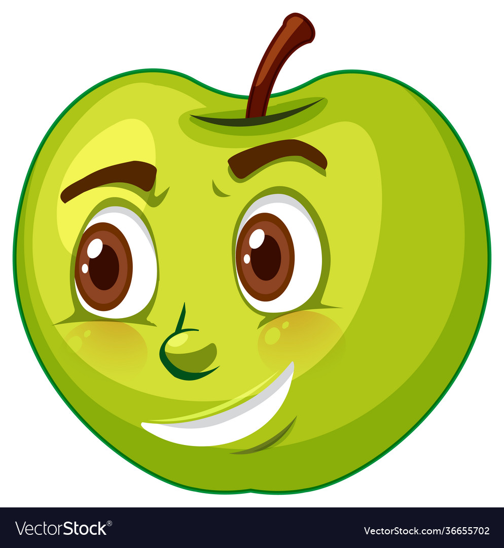 Apple cartoon character with facial expression Vector Image