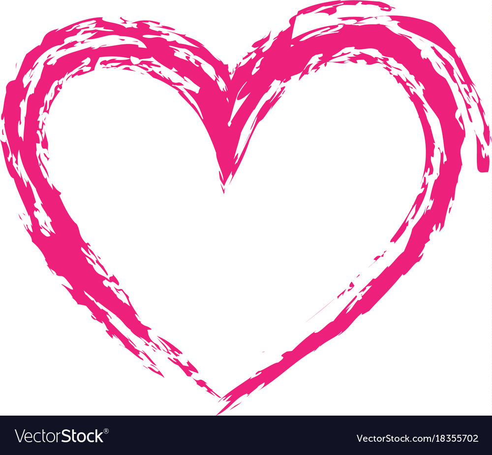 Brush drawing heart love romance passion Vector Image