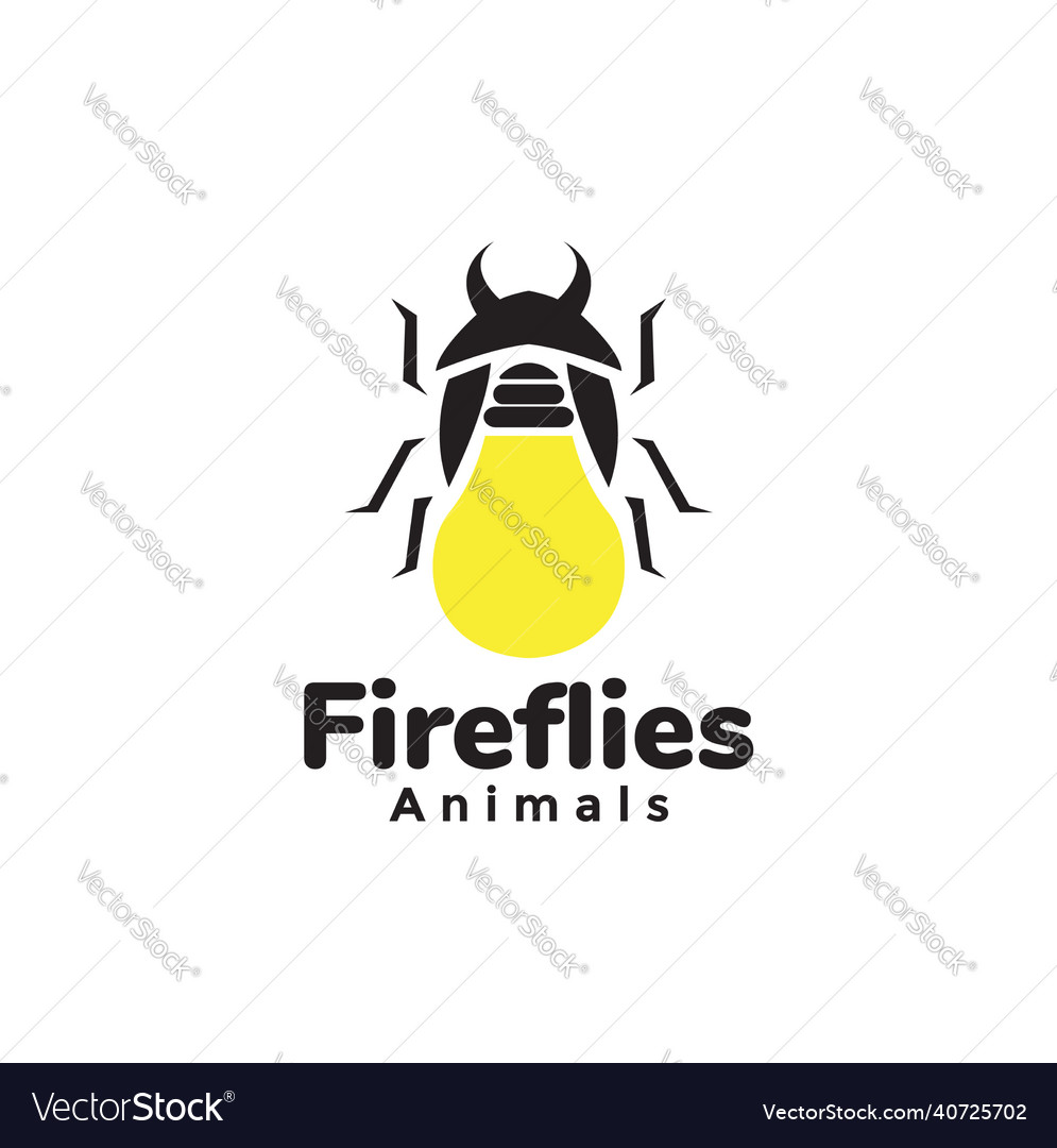 Cute black fireflies light logo design graphic