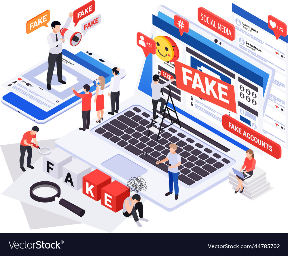 Fake news web composition Royalty Free Vector Image