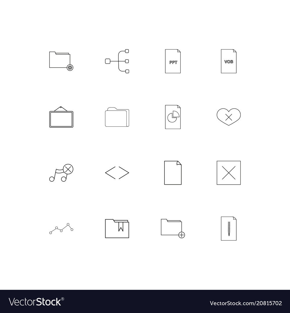 Files and folders sign linear thin icons set