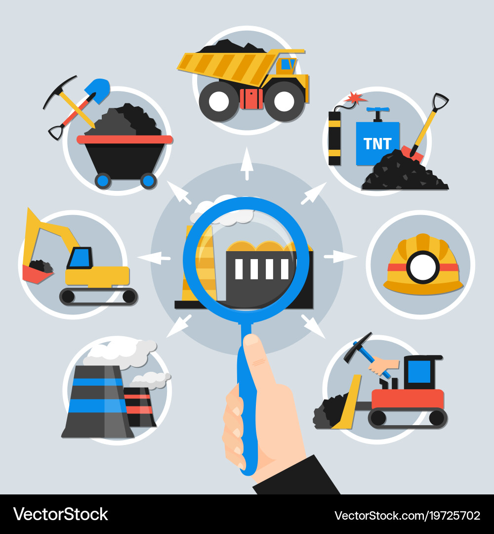 Flat mining concept Royalty Free Vector Image - VectorStock
