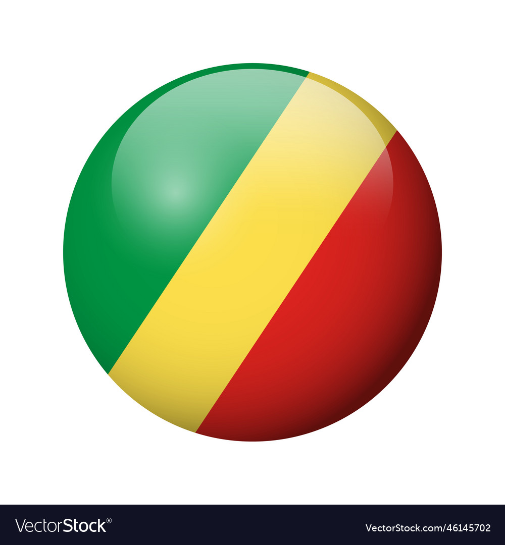 Glossy circle badge flag of republic the congo