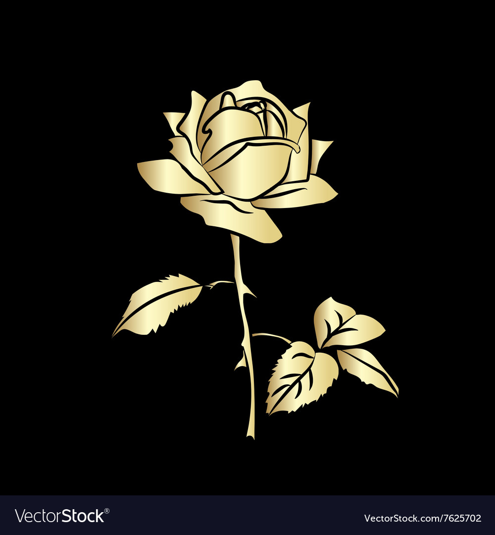 Golden silhouette of rose Royalty Free Vector Image