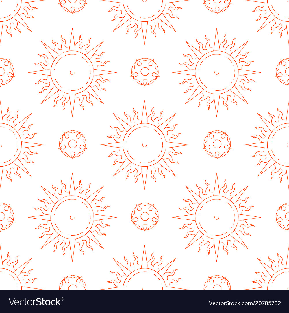 Hand drawn sun seamless pattern Royalty Free Vector Image