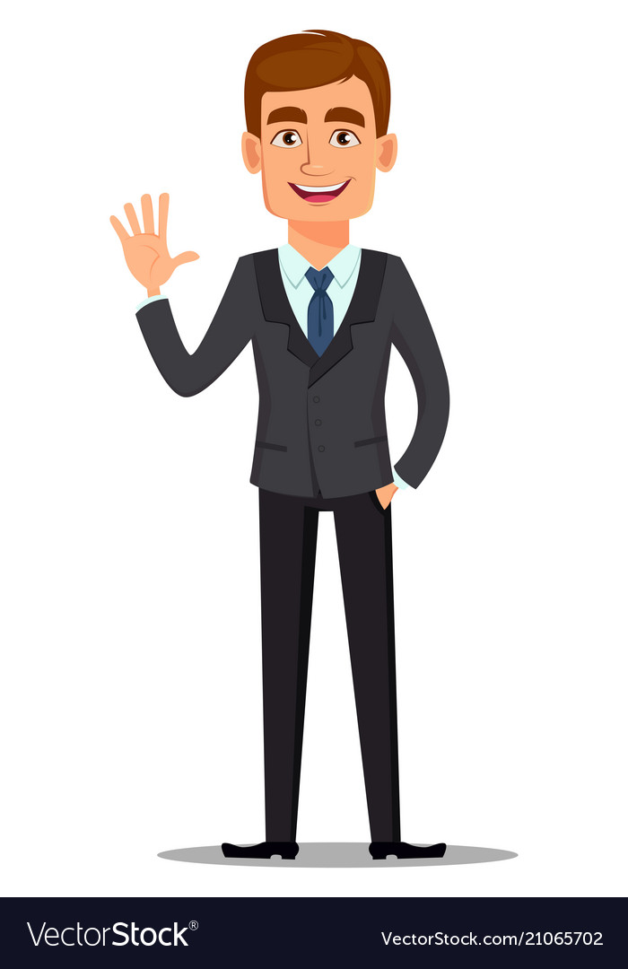 Handsome banker in business suit Royalty Free Vector Image