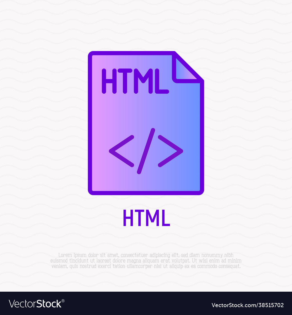 Html file format thin line icon modern