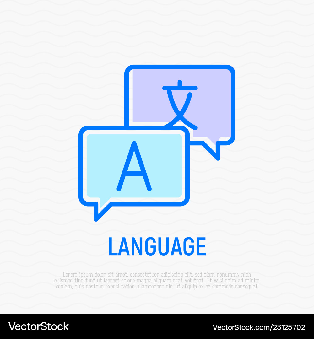 Language thin line icon two speech bubbles Vector Image