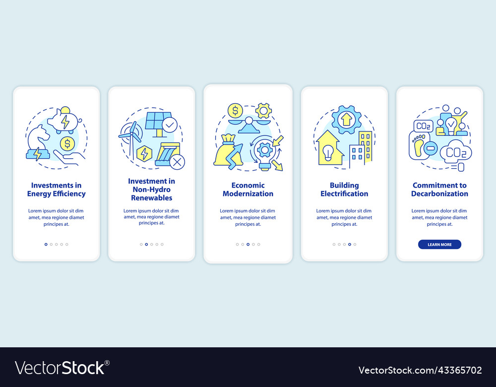Net zero practices onboarding mobile app screen vector image Net zero practices onboarding mobile app screen