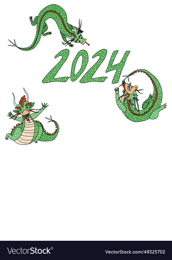 Poster template 2024 year of the dragon doodle new