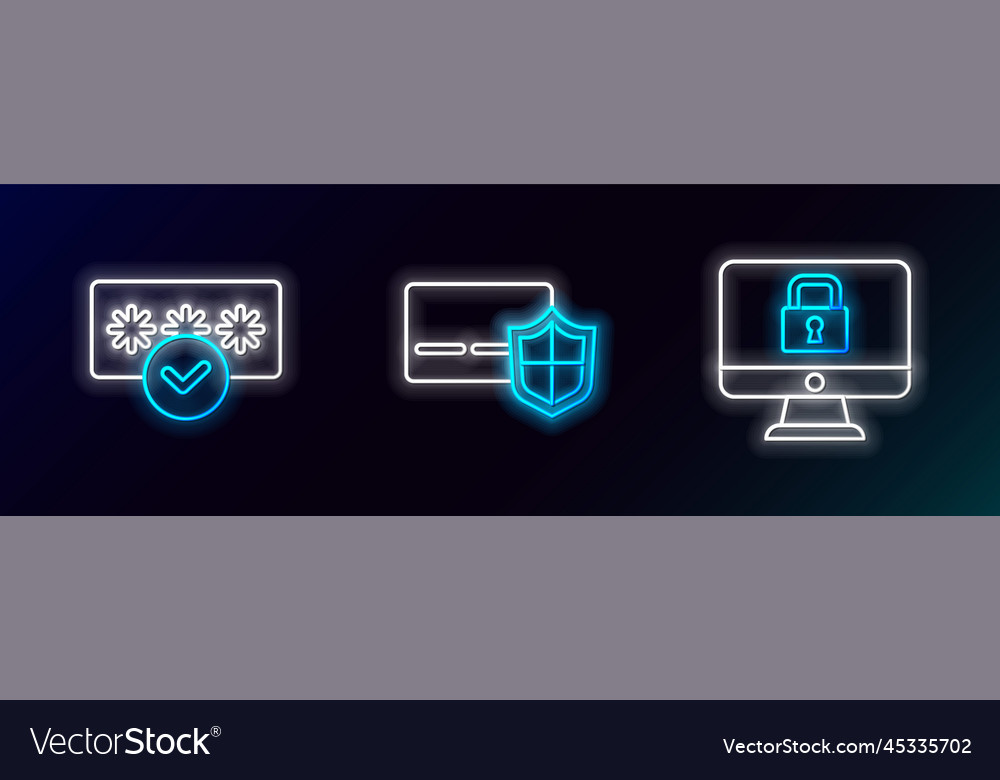 Set line lock on monitor password protection vector image Set line lock on monitor password protection