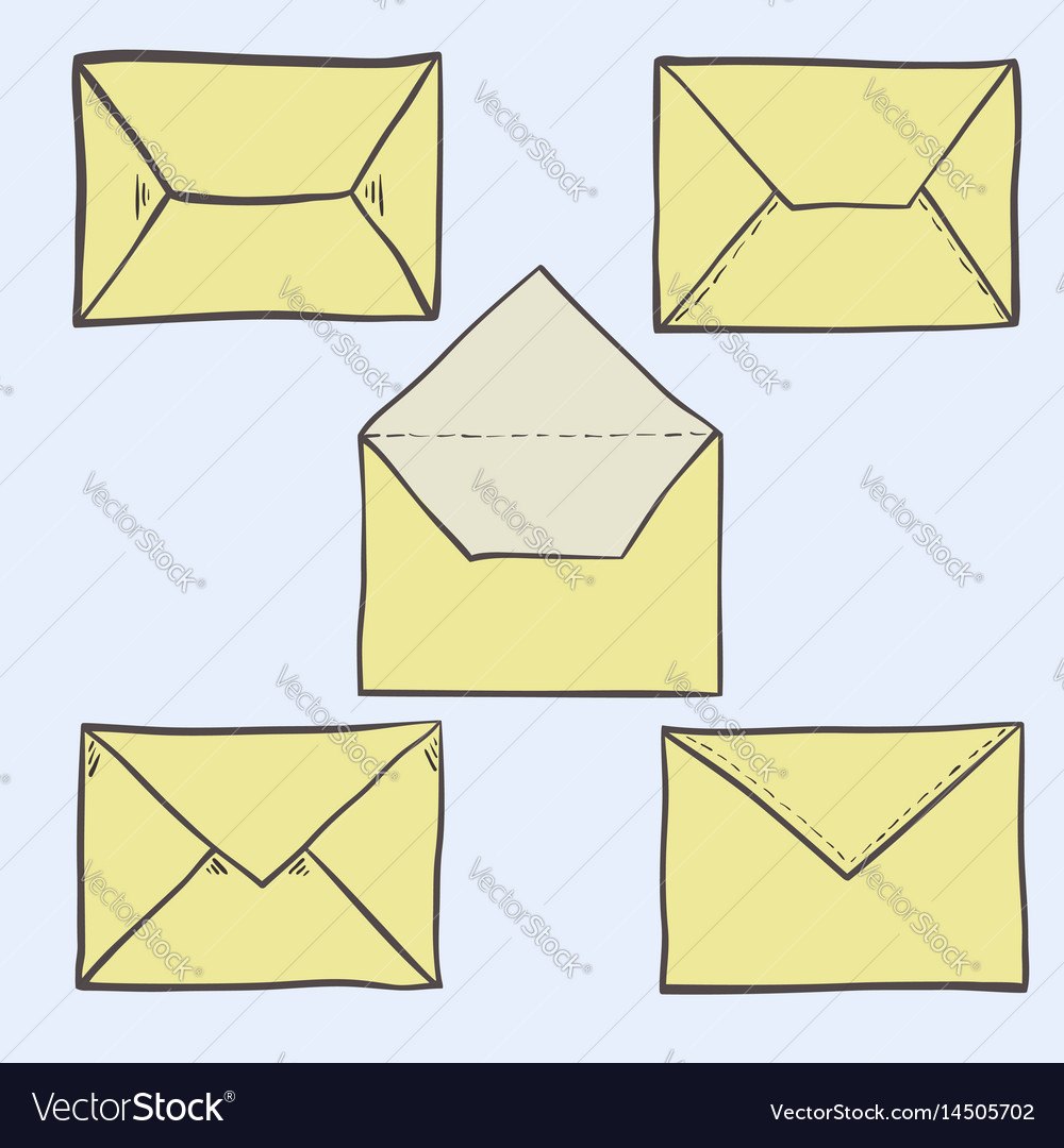 Set of cute hand drawn envelopes Royalty Free Vector Image