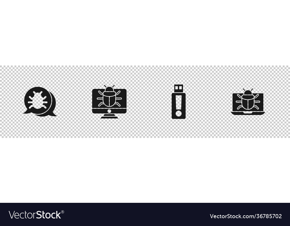 Set system bug on monitor usb flash drive vector image Set system bug on monitor usb flash drive