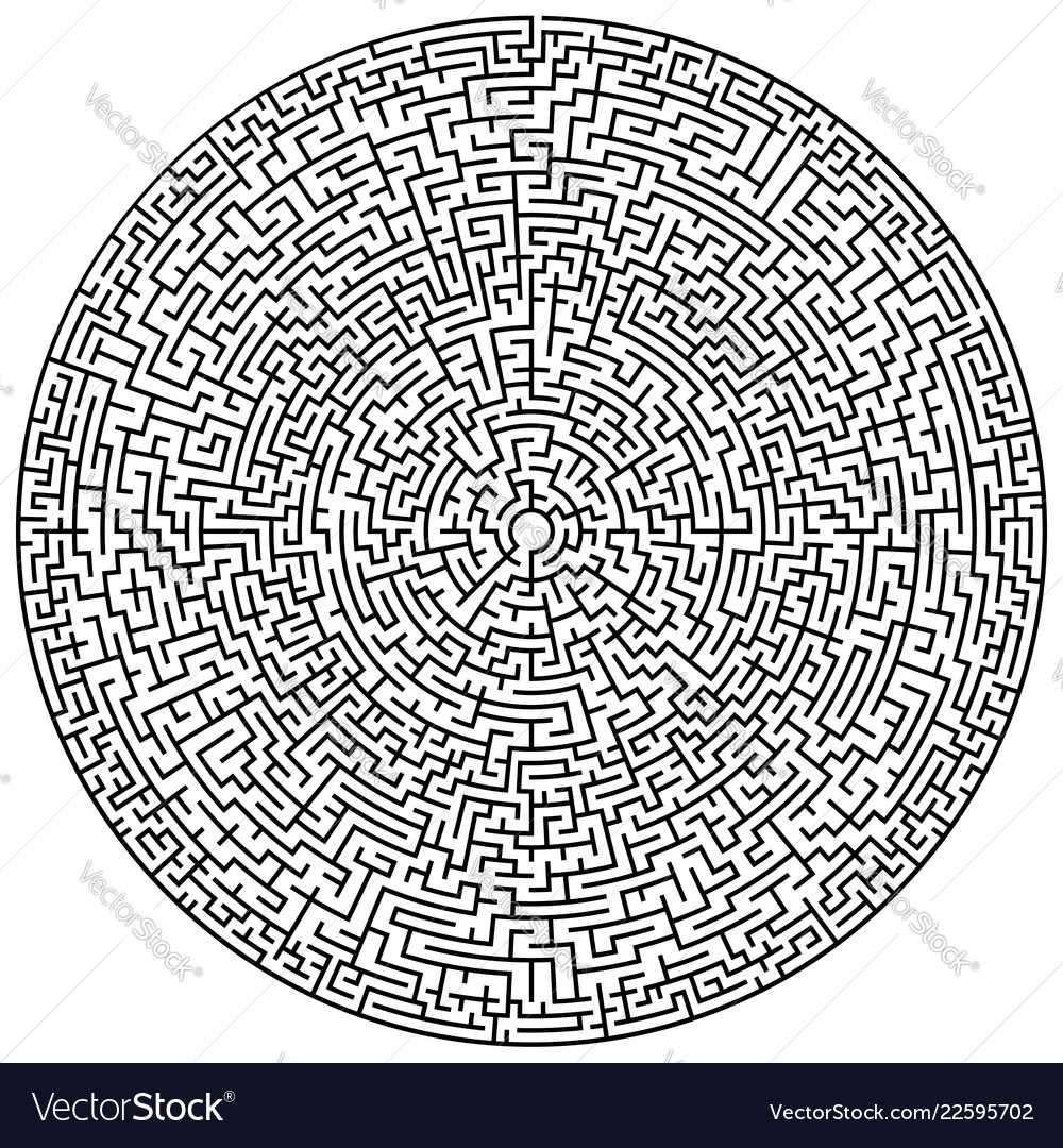 Solvable circular maze element isolated on white vector image Solvable circular maze element isolated on white