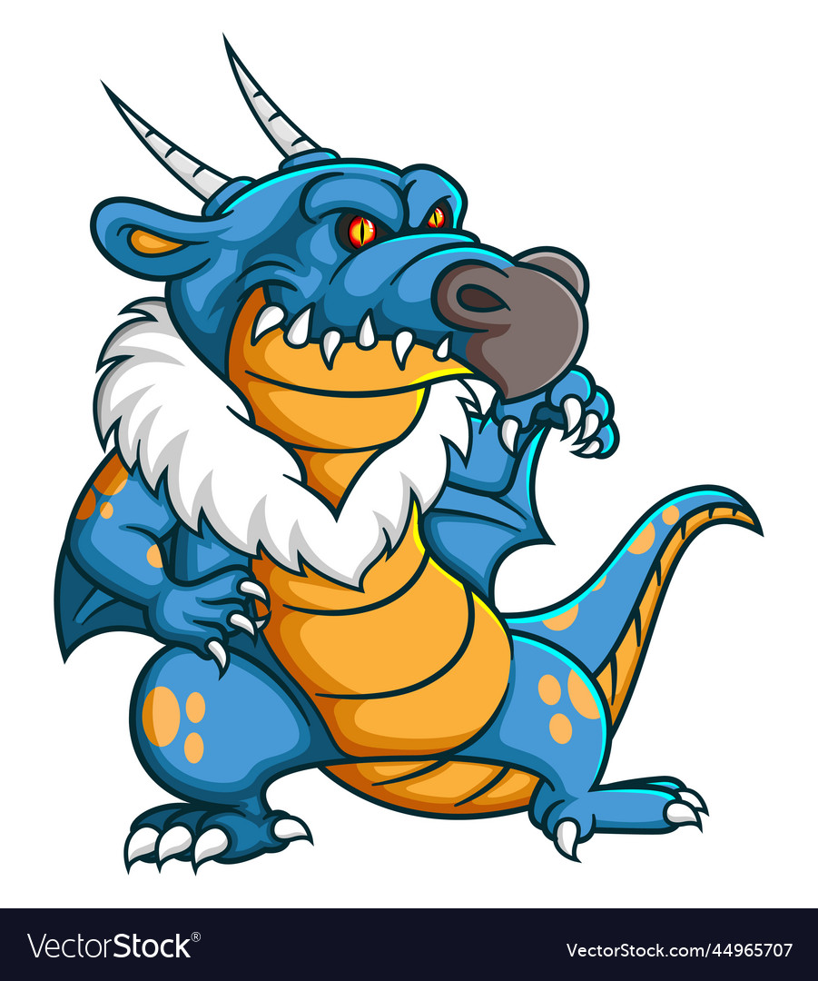 A strong blue dragon cartoon character Royalty Free Vector