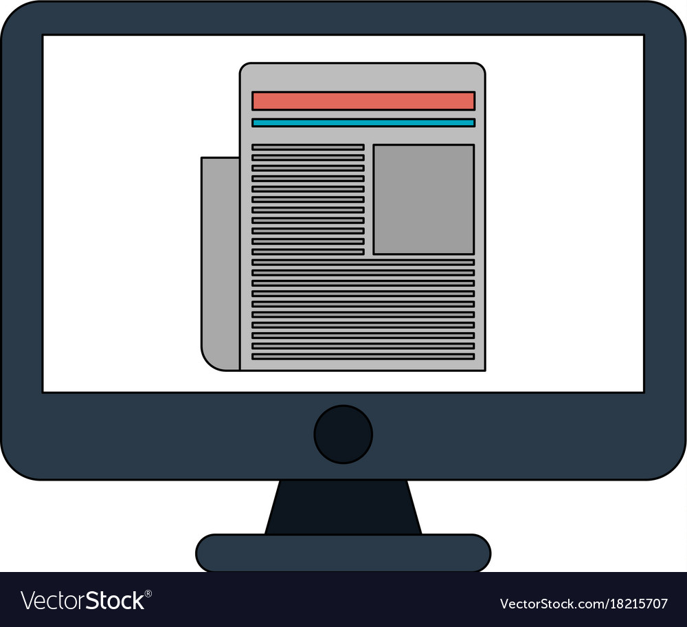 Computer with document on screen icon image