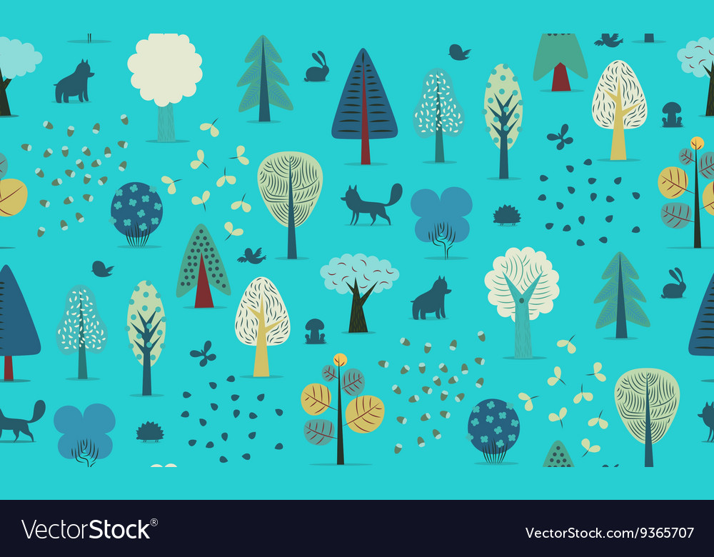 Forest trees seamless pattern
