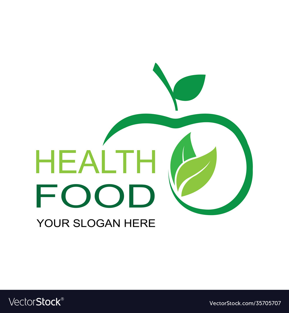 Healthy Food Logo Design Icon Royalty Free Vector Image