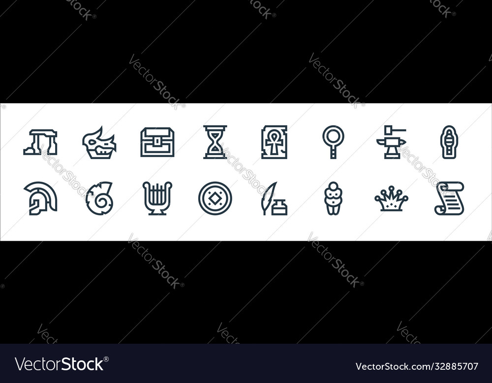 Geschichtslinie Icons linear set Qualität