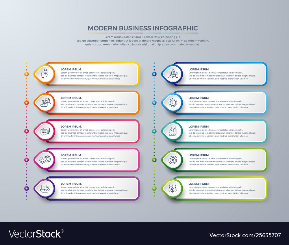 Infographic design with 10 process steps