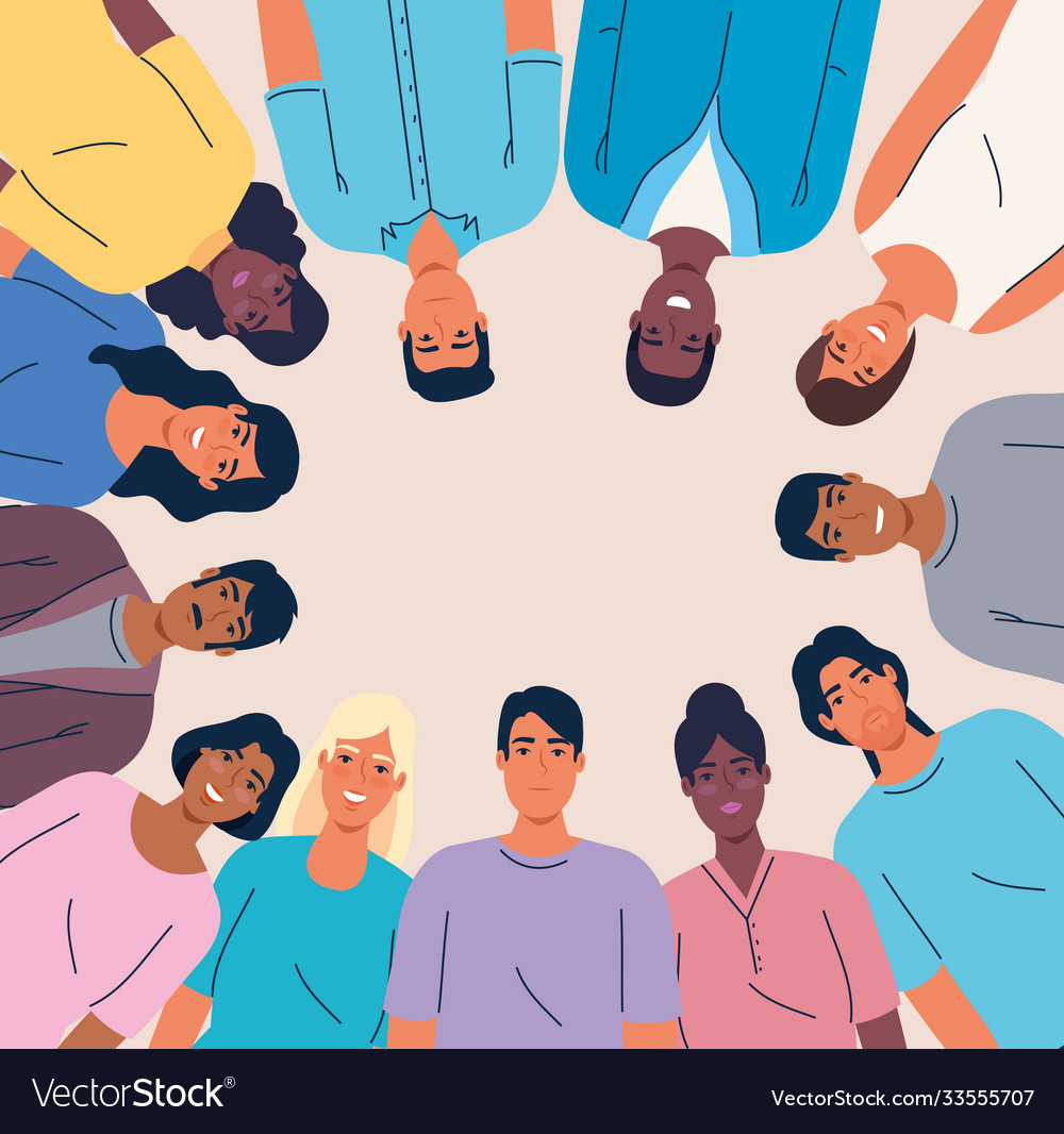 Multiethnic united people together diversity Vector Image